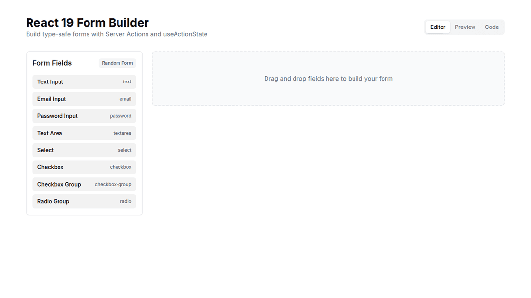 React 19 Form Builder